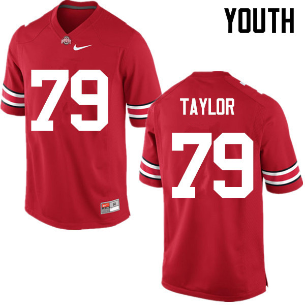 Ohio State Buckeyes Brady Taylor Youth #79 Red Game Stitched College Football Jersey